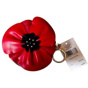 Kate Spade New York Ooh La La Poppy Flower Coin Purse NWT Red Leather Rare